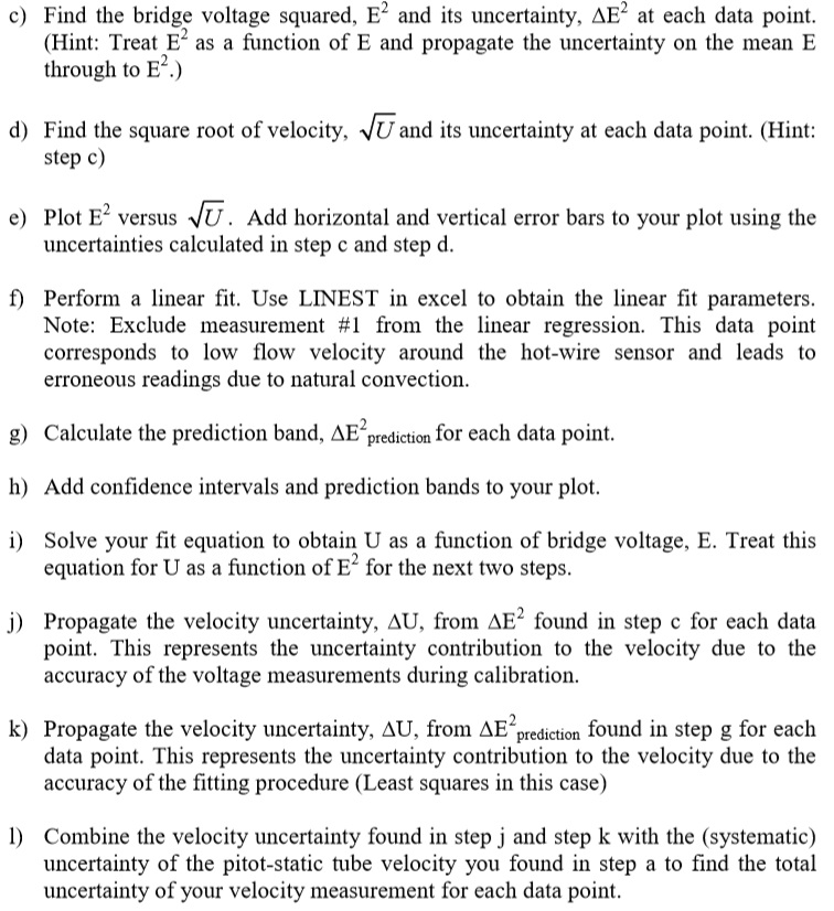 Determine the calibration equation for the following