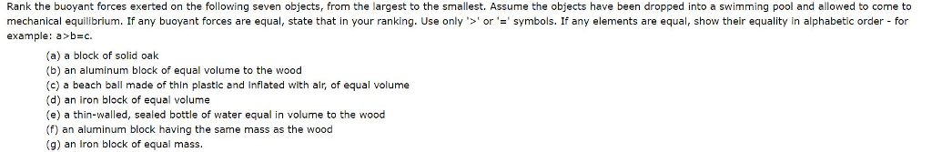 solved-rank-the-buoyant-forces-exerted-on-the-following-chegg