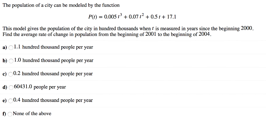 Solved The Population Of A City Can Be Modeled By The