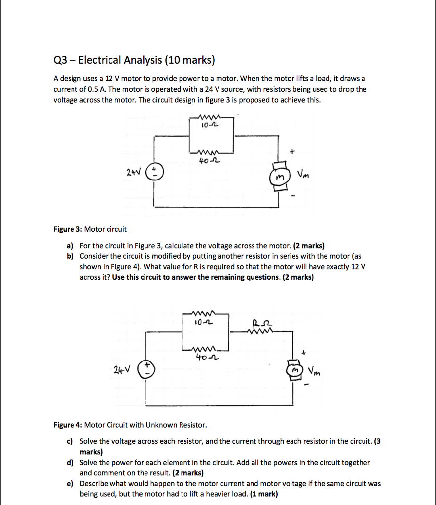 Solved A design uses a 12 V motor to provide power to a | Chegg.com