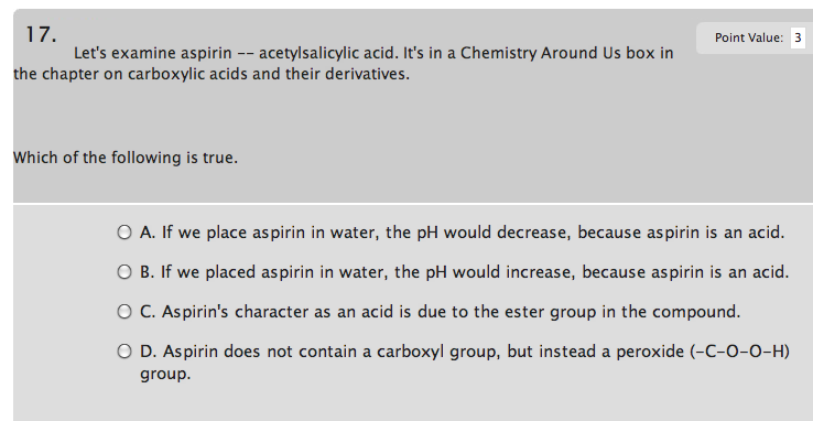 Solved 17 Let #39 s examine aspirin acetylsalicylic acid Chegg com
