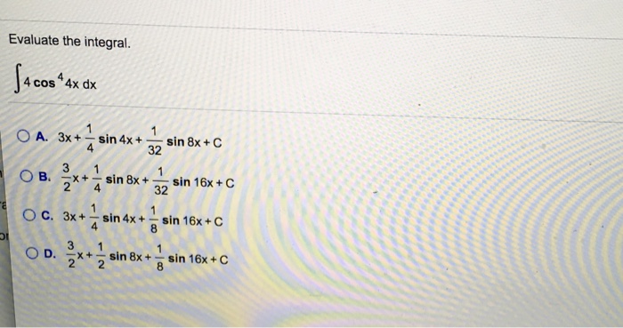 solved-evaluate-the-integral-integral-4-cos-4x-dx-3x-chegg