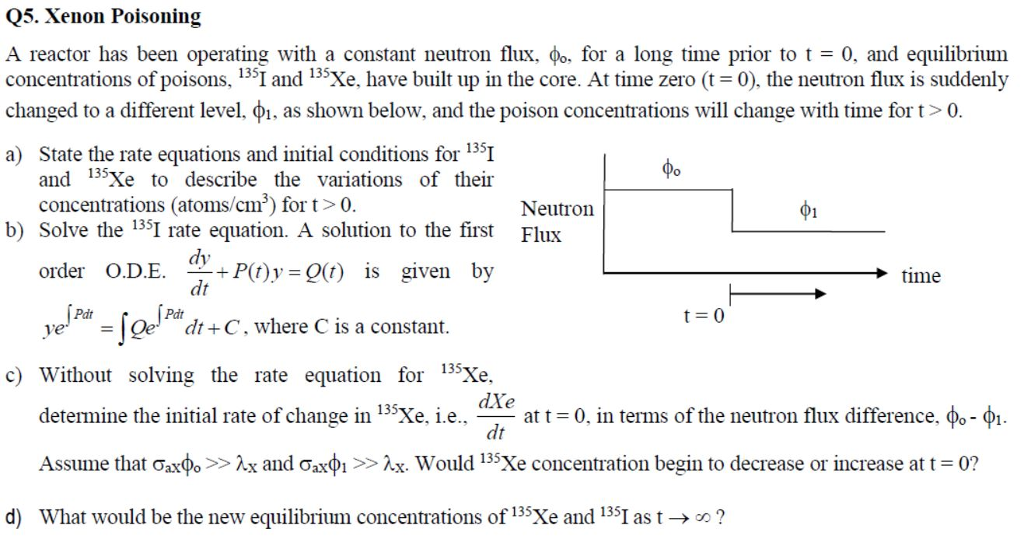 Xenon Poisoning A reactor has been operating with a | Chegg.com