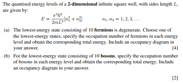 Solved The quantised energy levels of a 2-dimensional | Chegg.com