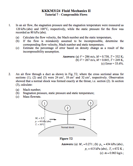 Solved In an air flow, the stagnation pressure and the