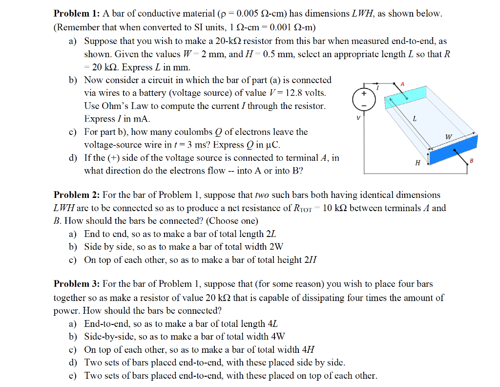 Solved PROBLEM 1 1 ohmcm = 0.01 ohmm and a) make a 20 OHM