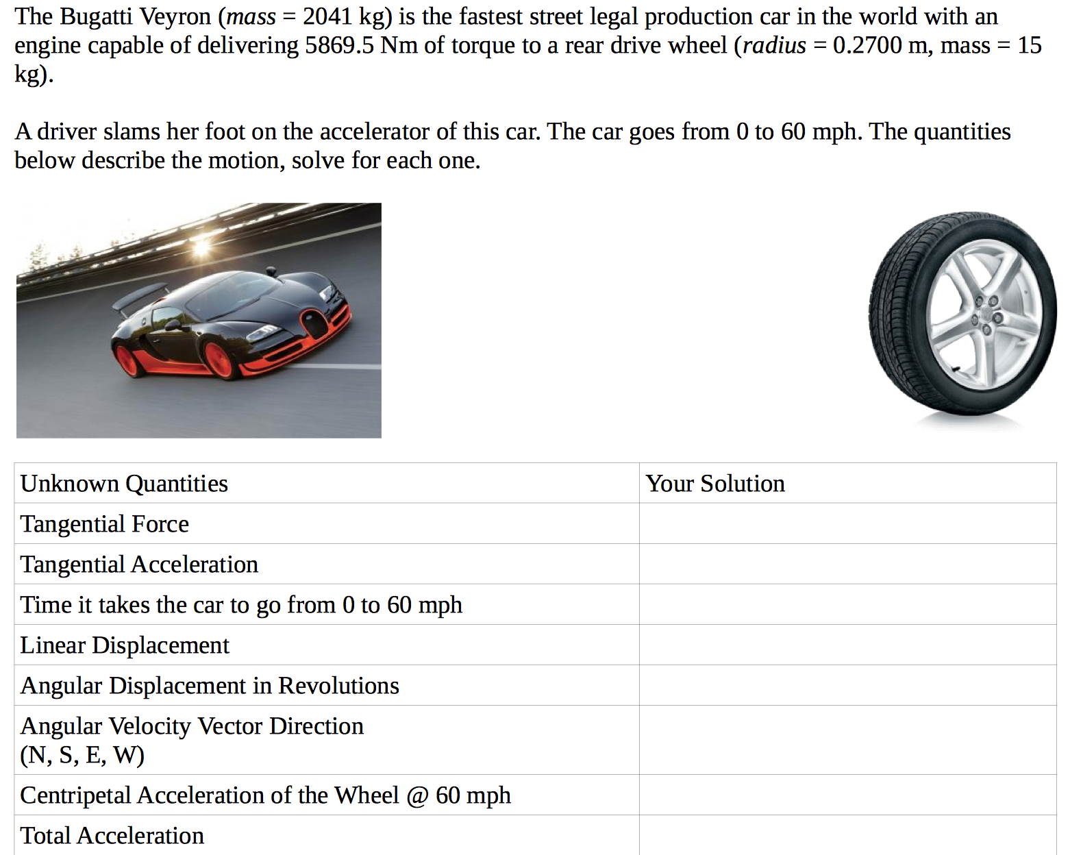 The Bugatti Veyron (mass = 2041 kg) is the fastest | Chegg.com