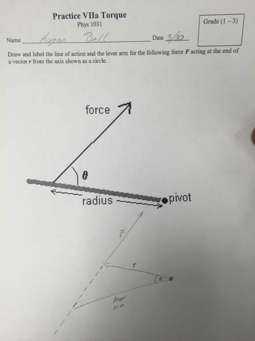 Solved Draw and label the line of action and the lever arm