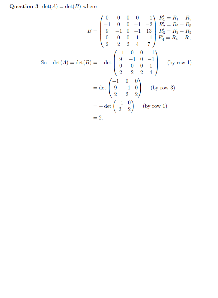 Solved Find Det(A) Where Det(A) = Det(B) Where So Det(A) = | Chegg.com