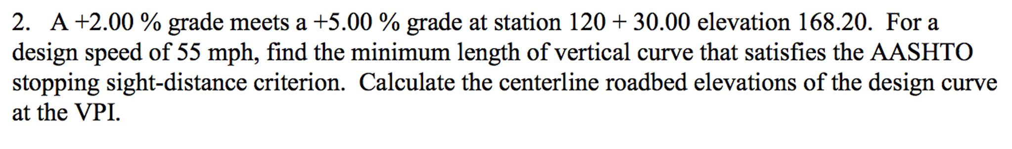 Solved A +2.00 % grade meets a +5.00 % grade at station 120 | Chegg.com