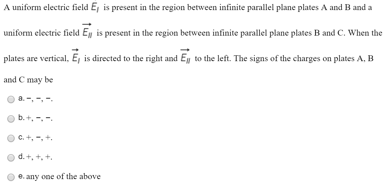 Solved A uniform electric field is present in the region | Chegg.com