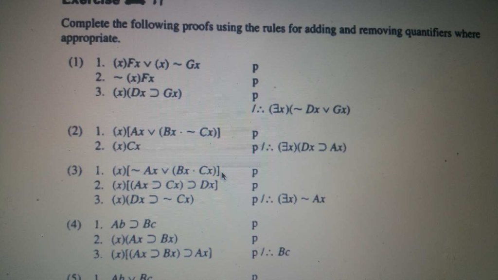 Solved Complete the following proofs using the rules for | Chegg.com