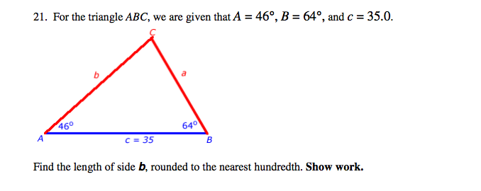 Solved For the triangle ABC, we are given that A = 46 | Chegg.com