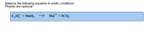 Solved Balance the following equation in acidic conditions. | Chegg.com