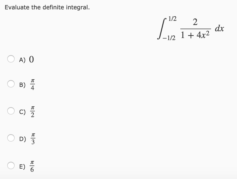 Solved Evaluate The Definite Integral. Integral^1/2_-1/2 | Chegg.com