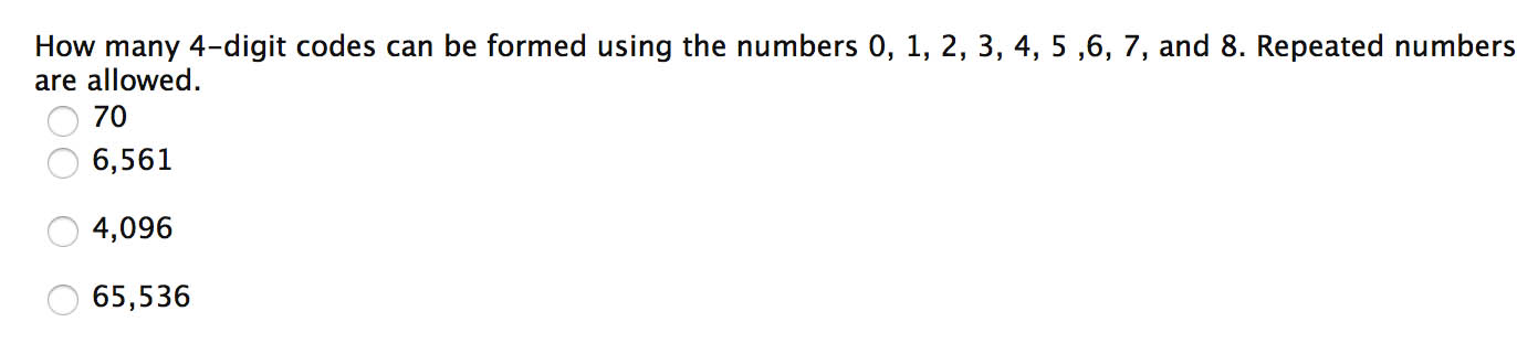 Solved How many 4-digit codes can be formed using the | Chegg.com