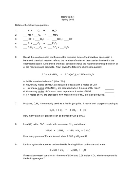 Solved Balance the following equations. 6. Recall the | Chegg.com