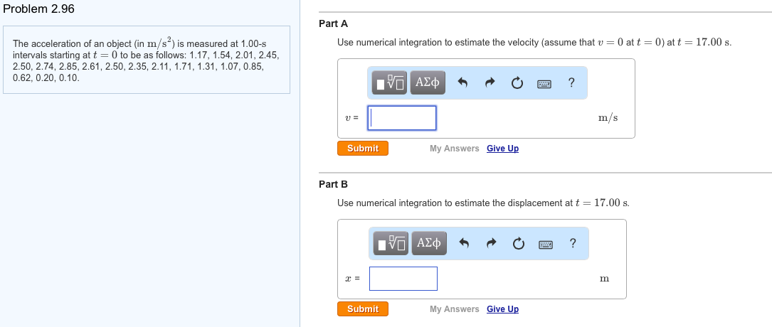 Solved The acceleration of an object (in m/s2) is measured | Chegg.com