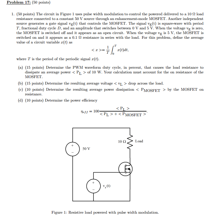 Solved The circuit in Figure 1 uses pulse width modulation | Chegg.com