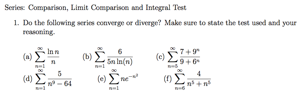 Solved Series: Comparison, Limit Comparison and Integral | Chegg.com