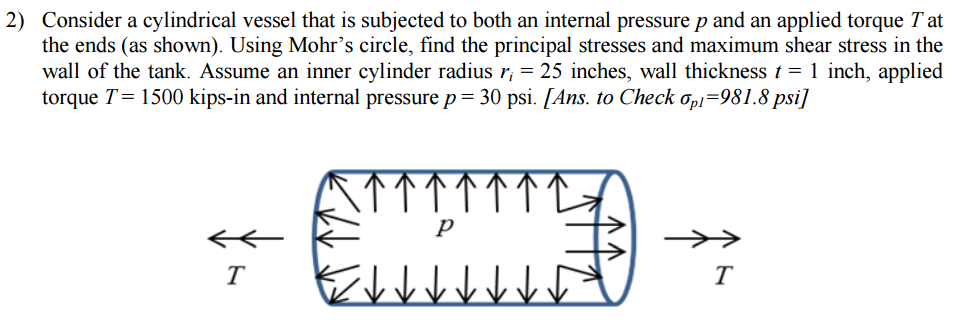 Solved 2) Consider a cylindrical vessel that is subjected to | Chegg.com