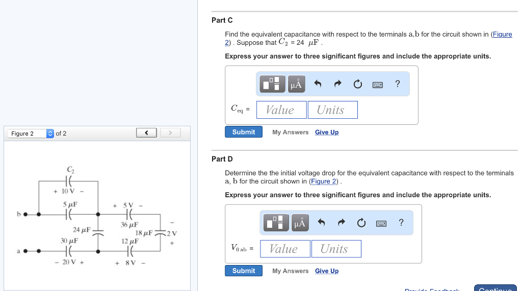 Solved Item 2 Part A Find the equivalent capacitance with | Chegg.com
