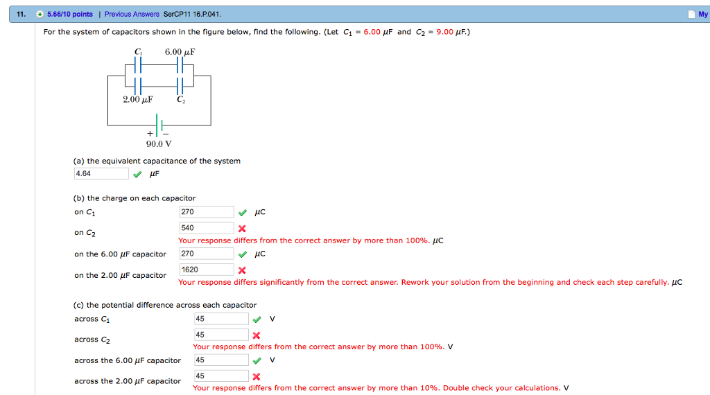 Solved 11. 5.66 10 Points Previous Answers Sercp11 16.p041 