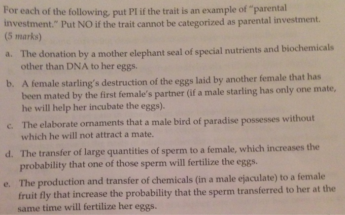 Solved for each of the following put pi if the trait is an chegg