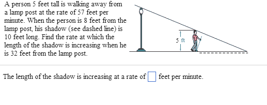 Solved A person 5 feet tall is walking away from a lamp post | Chegg.com