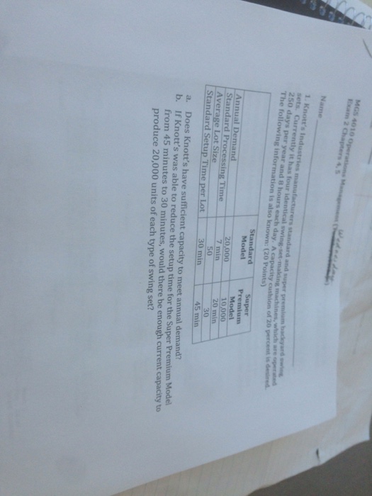 MGS 40 10 Operations Management Knott's Industries | Chegg.com