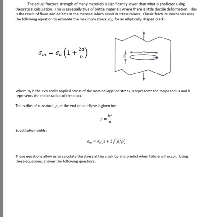 Solved The actual fracture strength of many materials is