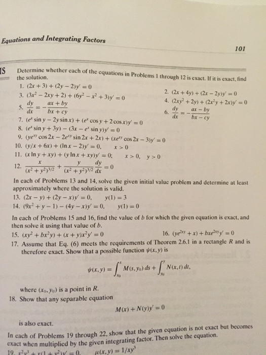 Solved Determine whether each of the equations in Problems 1 | Chegg.com