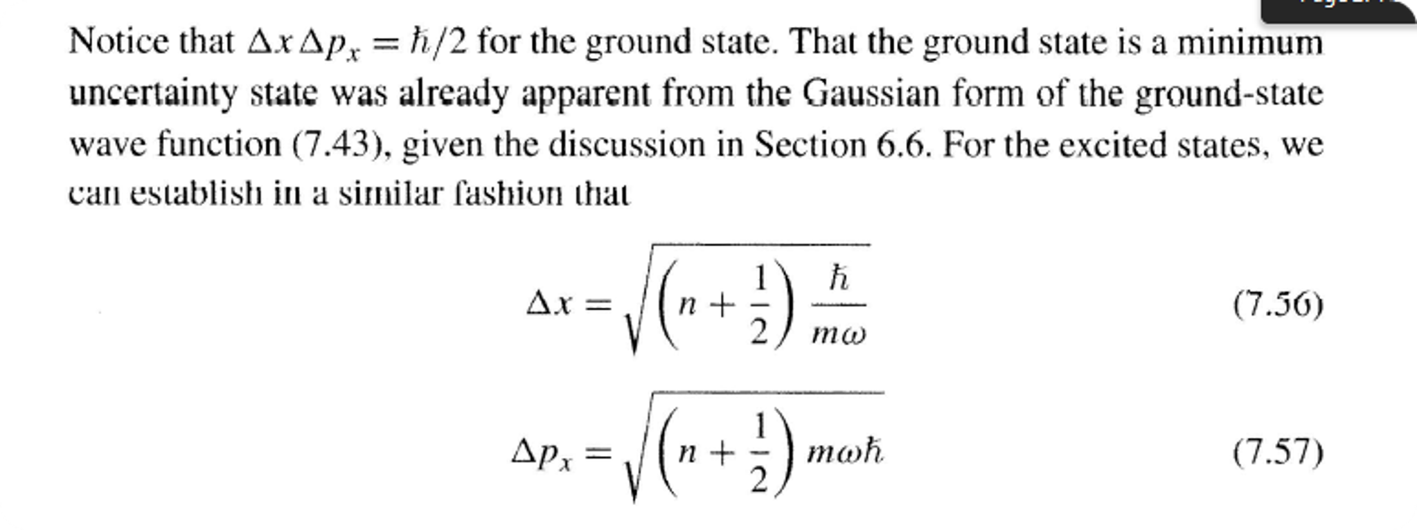 Solved Notice that delta x delta p_x = h/2 for the ground
