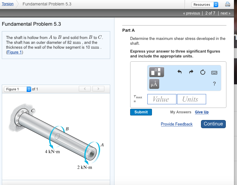 Solved The Shaft Is Hollow From A To B And Solid From B To C | Chegg.com