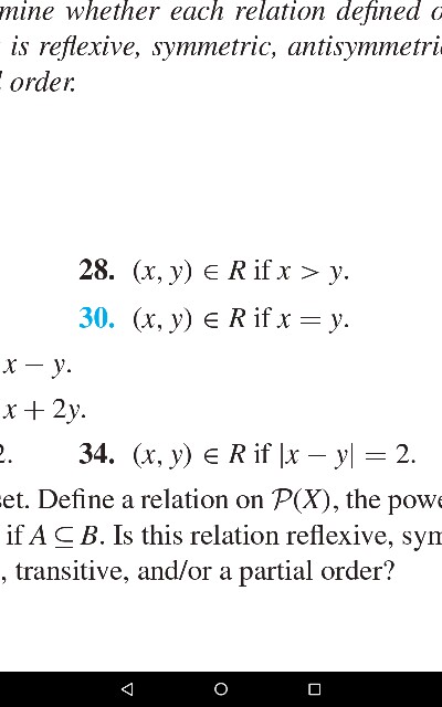 Solved Mine Whether Each Relation Defined O Is Reflexive