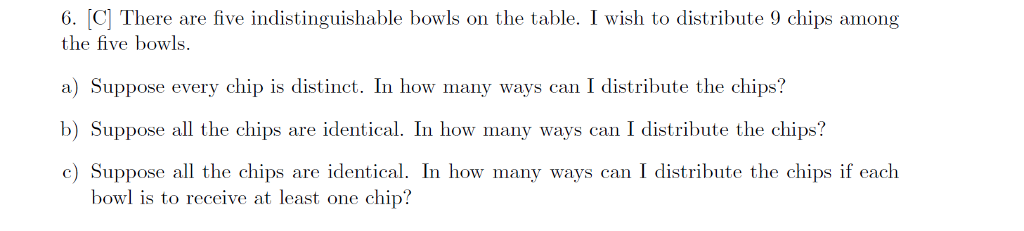 Solved There are five indistinguishable bowls on the table. | Chegg.com