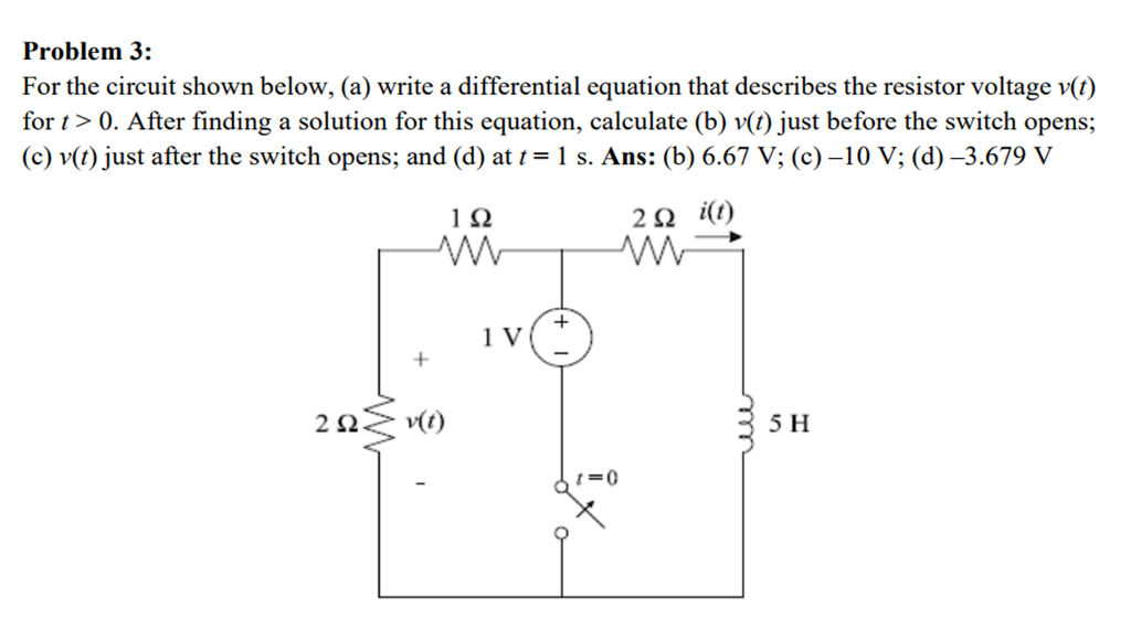 Solved Problem 3: For the circuit shown below, (a) write a | Chegg.com