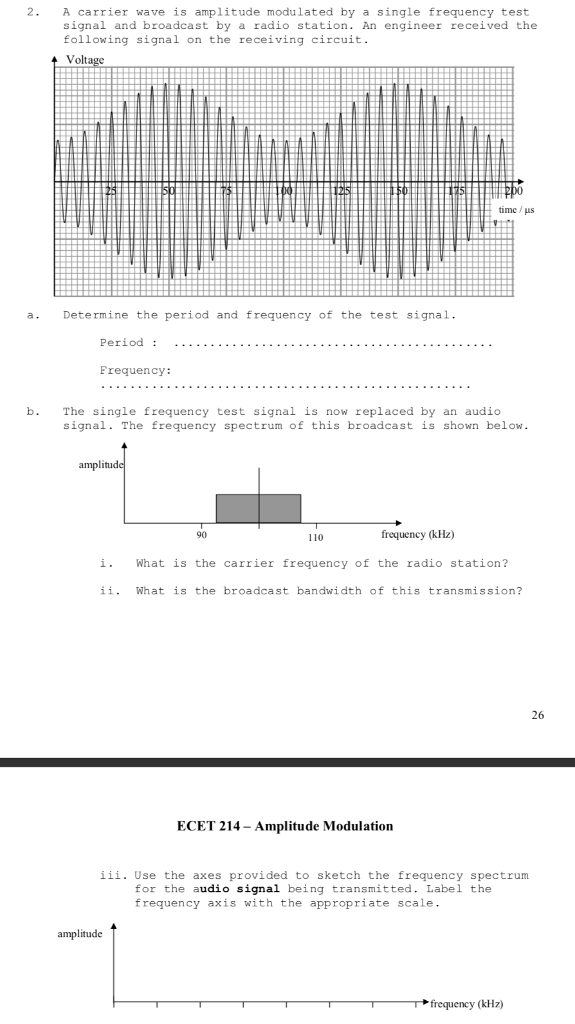 . A carrier wave is amplitude modulated by a single | Chegg.com