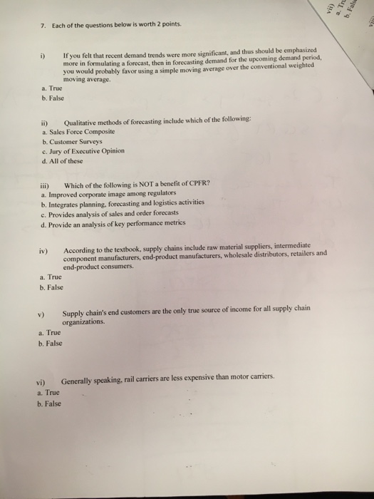 Solved Each of the questions below is worth 2 points. If | Chegg.com