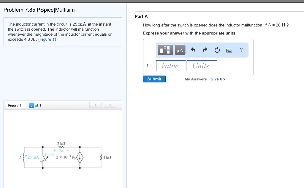 Solved The inductor current in the circuit is 25 mA at the