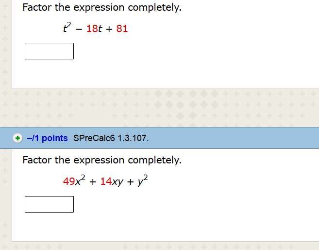 Solved Factor The Expression Completely T 2 18t 81 Chegg