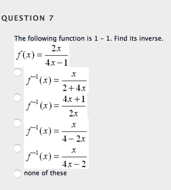 solved-the-following-function-is-1-1-find-its-inverse-chegg