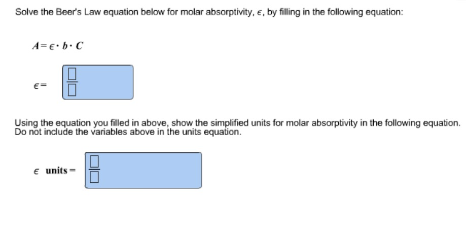 Units Of Molar Absorptivity In Beer S Law Equation - sharedoc