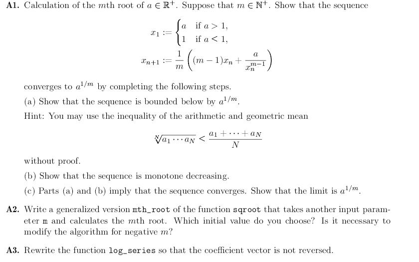 Calculation of the mth root of a R+. Suppose that m | Chegg.com