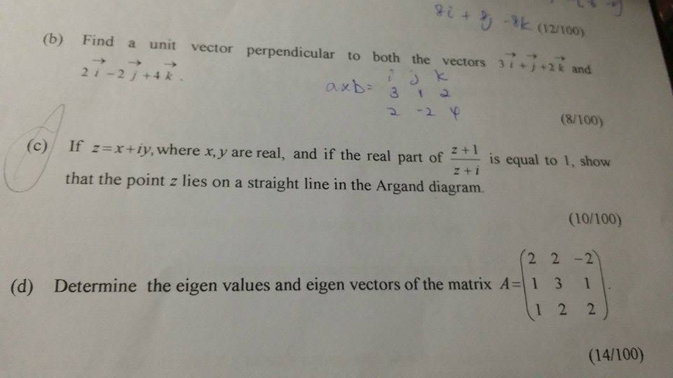 Solved (b) Find A Unit Vector Perpendicular To Both The | Chegg.com