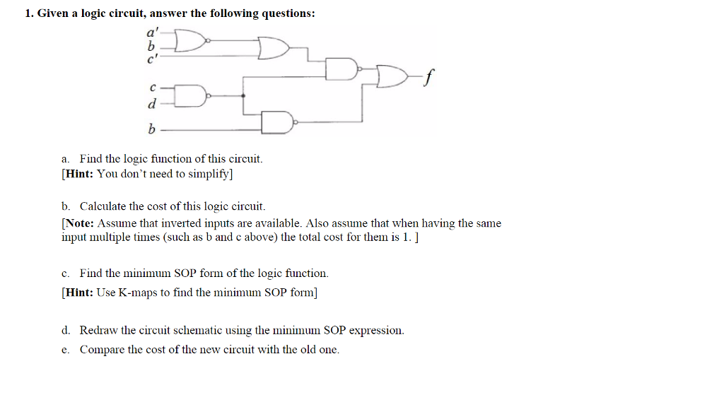 Solved 1. Given a logic circuit, answer the following | Chegg.com