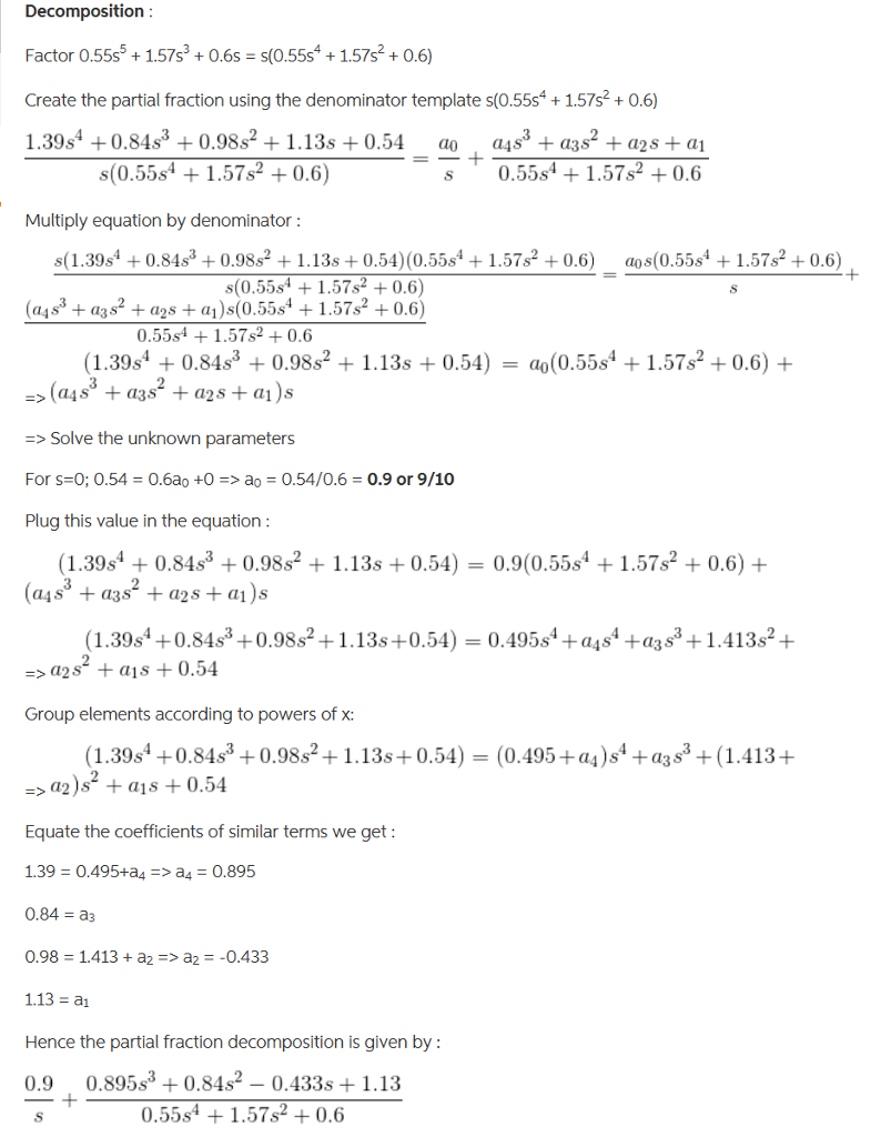 Solved Recall the integral: 1.39s4 +0.84s3 +0.98s2 | Chegg.com