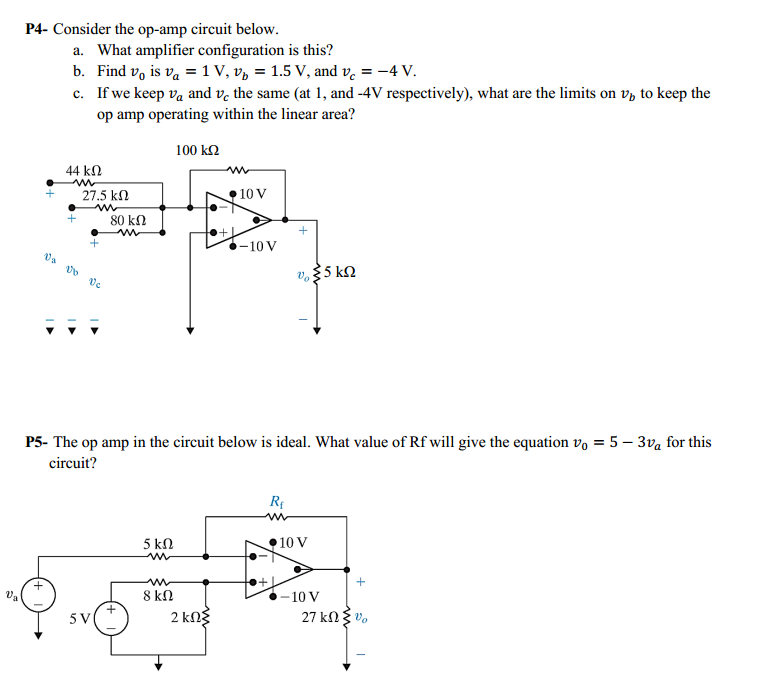 Solved Consider the op-amp circuit below. What amplifier | Chegg.com