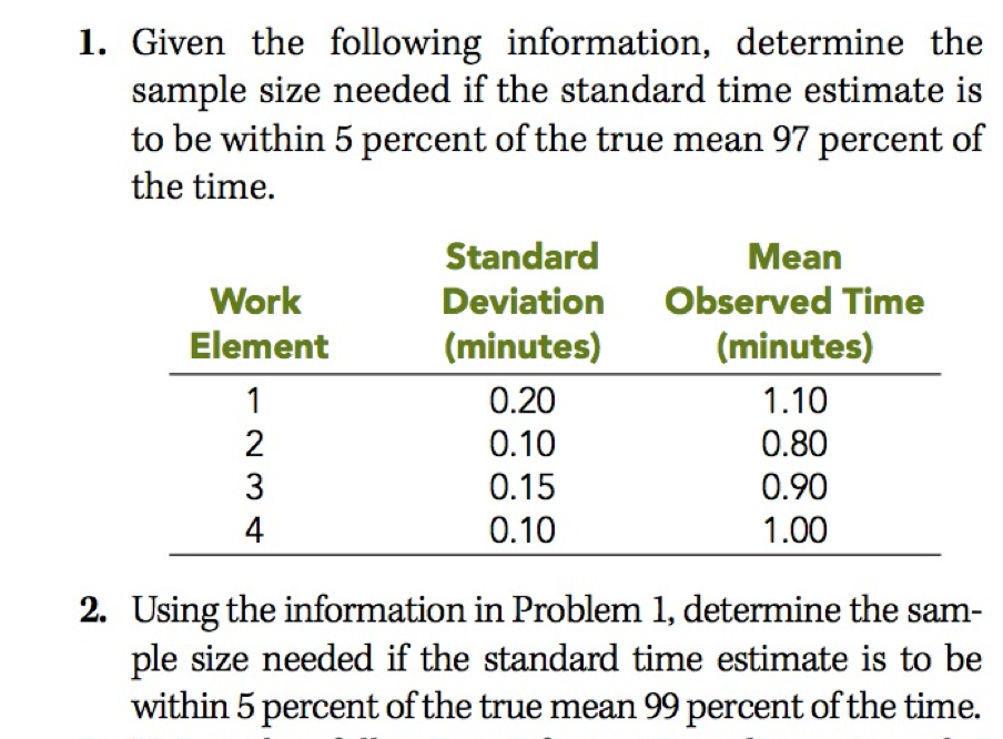 Solved 1. Given the following information, determine the