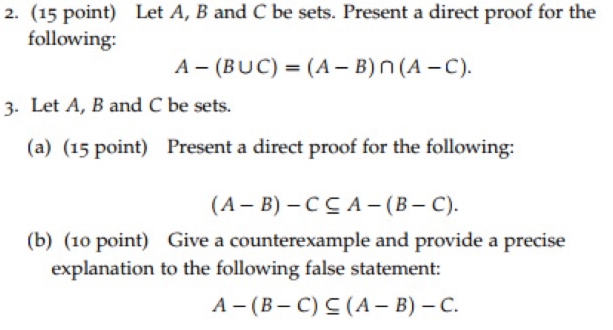 Solved 2. (15 Point) Let A, B And C Be Sets. Present A | Chegg.com